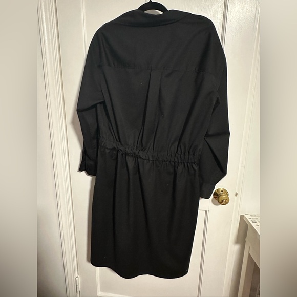 Uniqlo Black Size Large Long-Sleeve Shirtdress with Pockets - Picture 2 of 4